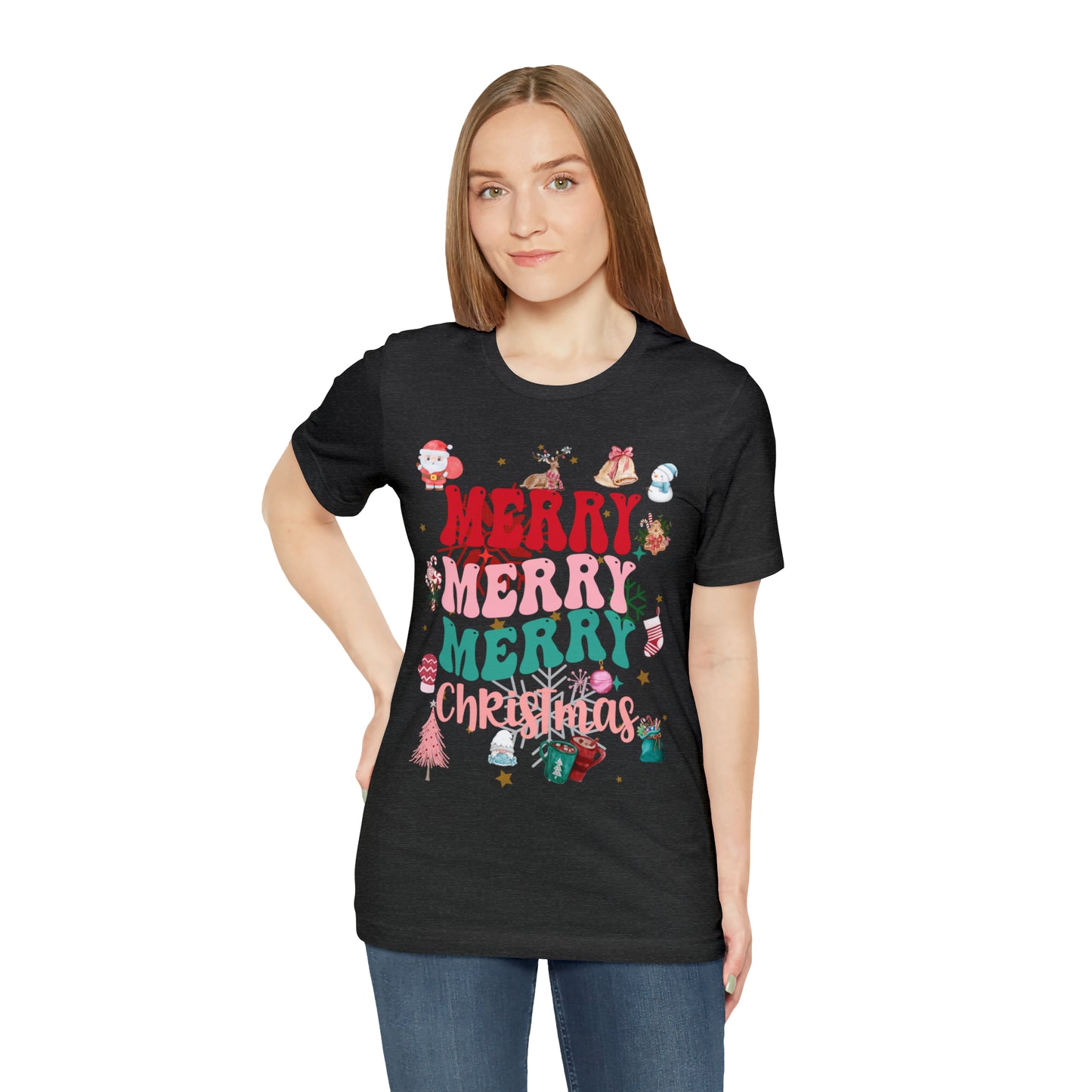 Merry Merry Merry Christmas Jersey Short Sleeve Tee