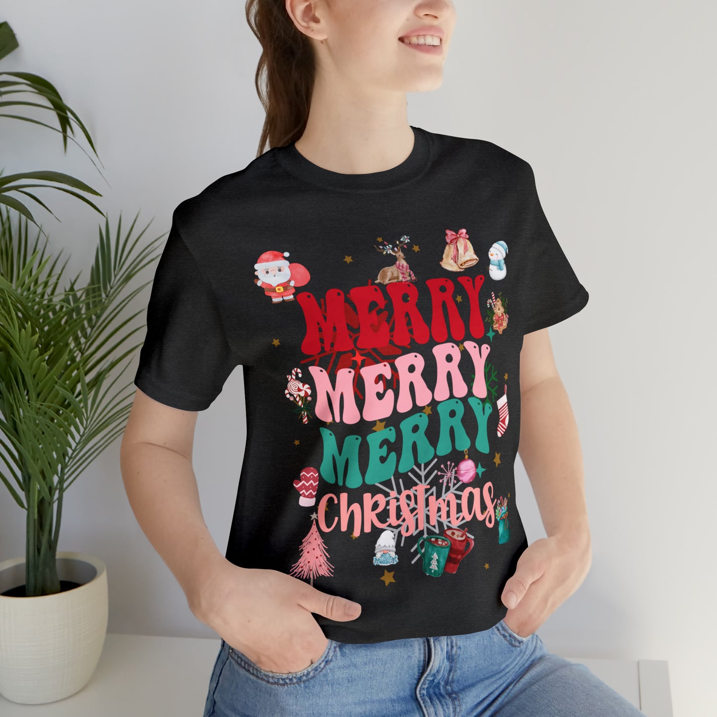 Merry Merry Merry Christmas Jersey Short Sleeve Tee