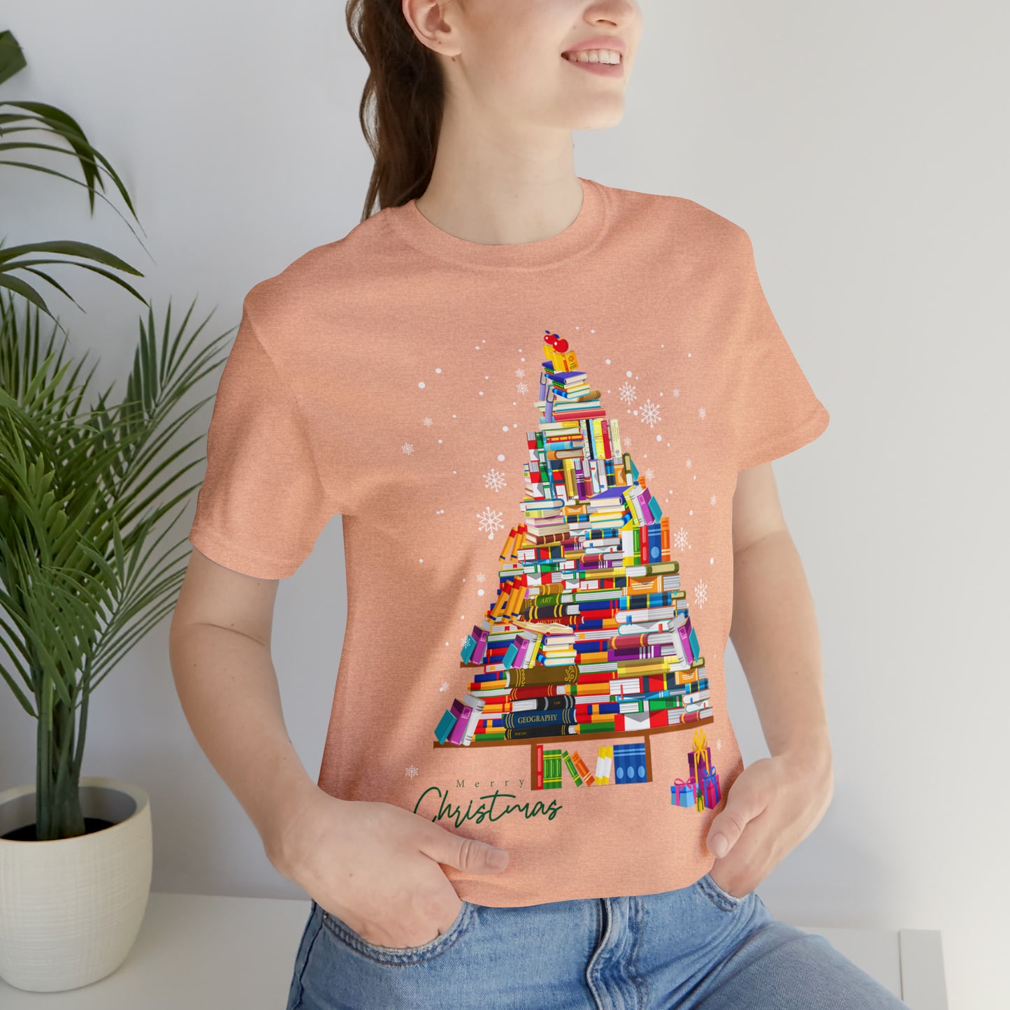 Christmas Tree Books Jersey Short Sleeve Tee