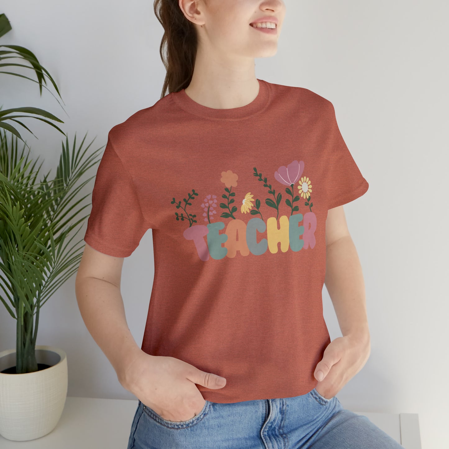 TEACHER flowers Short Sleeve Tee