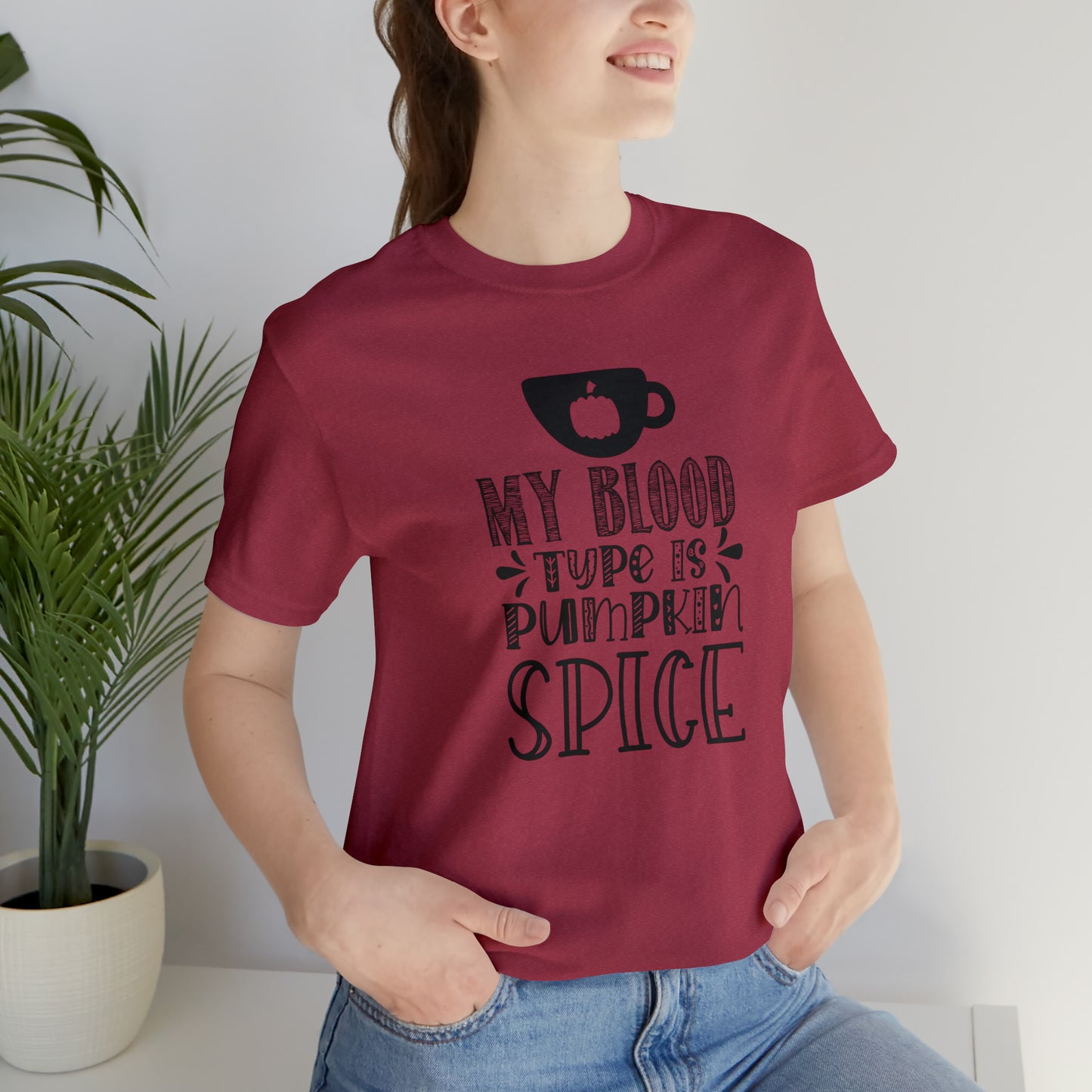 Blood Type is Pumpkin Spice Jersey Short Sleeve Tee