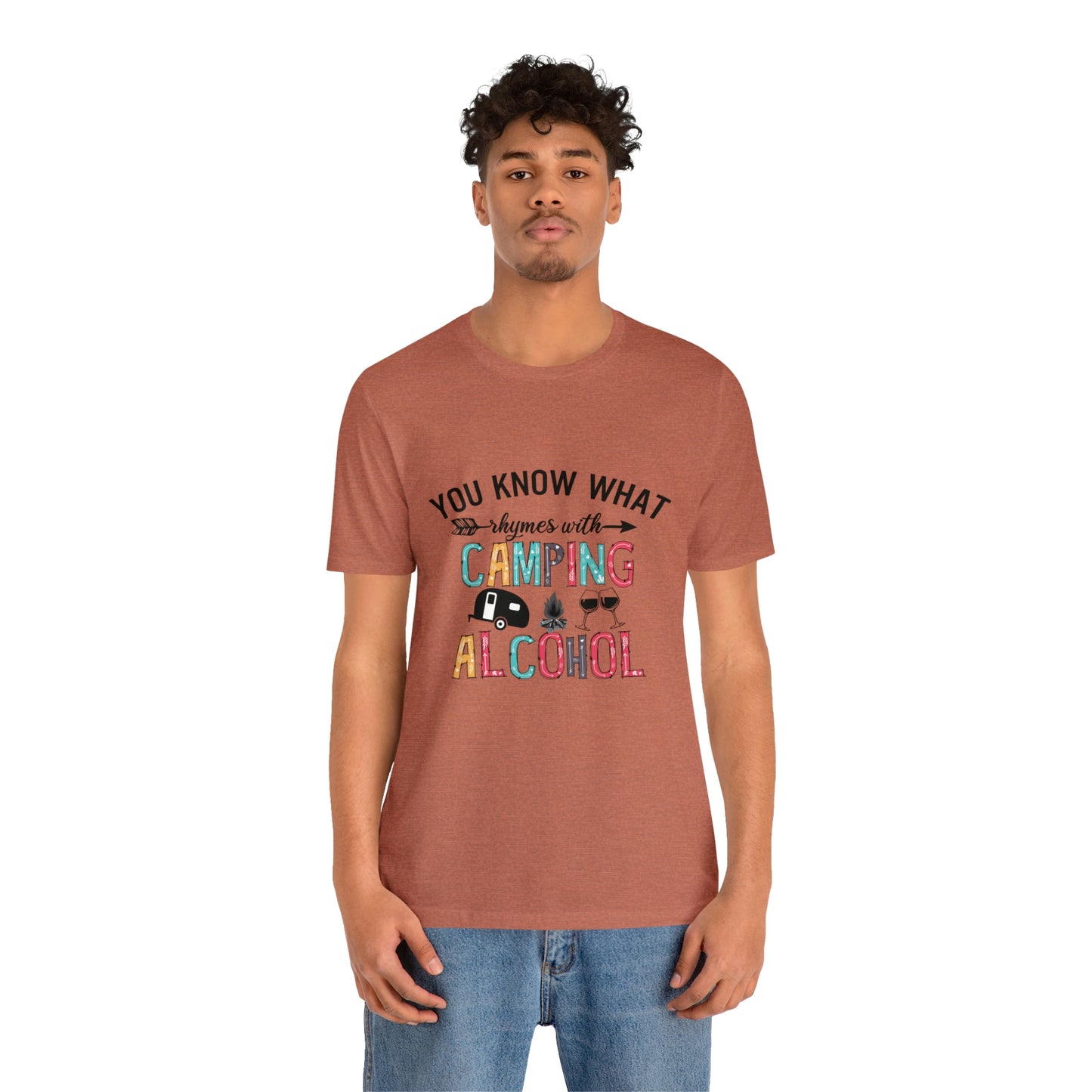 Camping and Alcohol rhyme Jersey Short Sleeve Tee