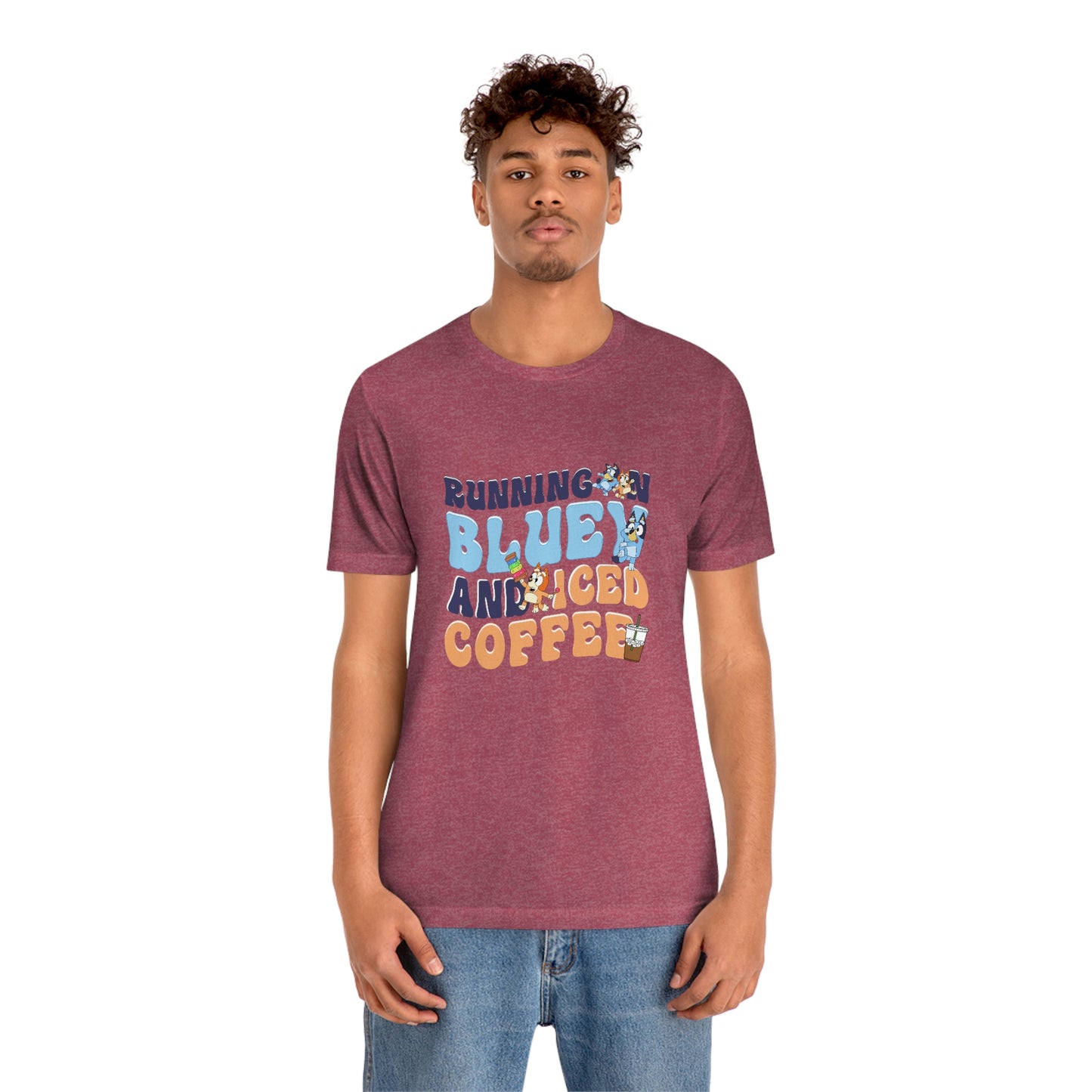 Running on Bluey and Iced Coffee Short Sleeve Tee