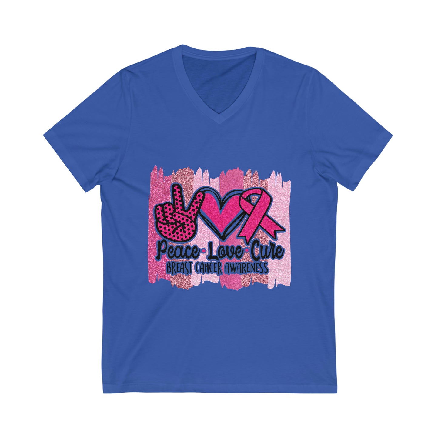 Peace.Love.Cure Jersey Short Sleeve V-Neck Tee