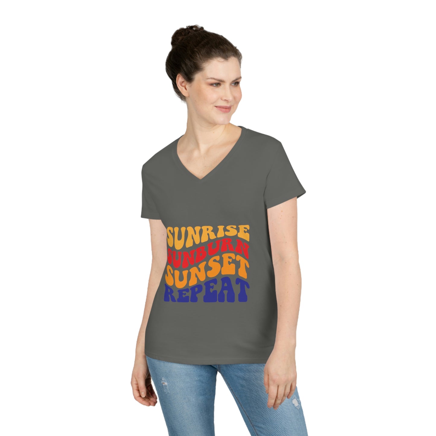 Ladies' Sunshine Lasso Sunrise Repeat V-Neck T-Shirt