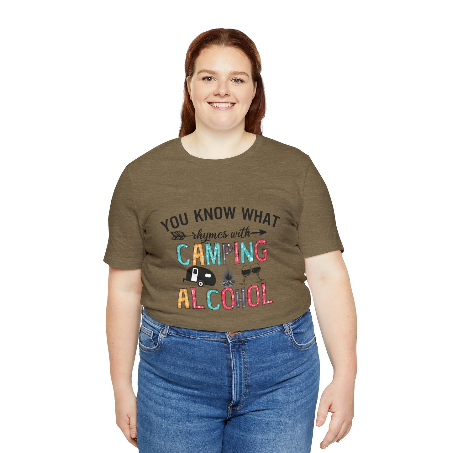 Camping and Alcohol rhyme Jersey Short Sleeve Tee