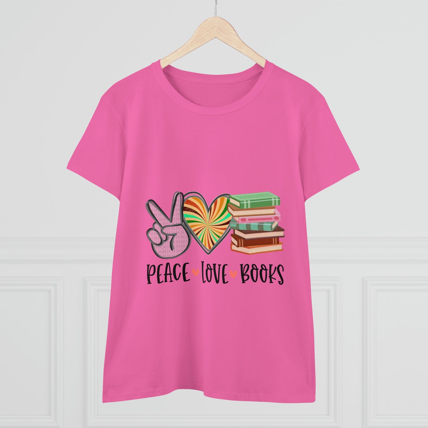 Sunshine Lasso PEACE.LOVE.BOOKS Women's Midweight Cotton Tee