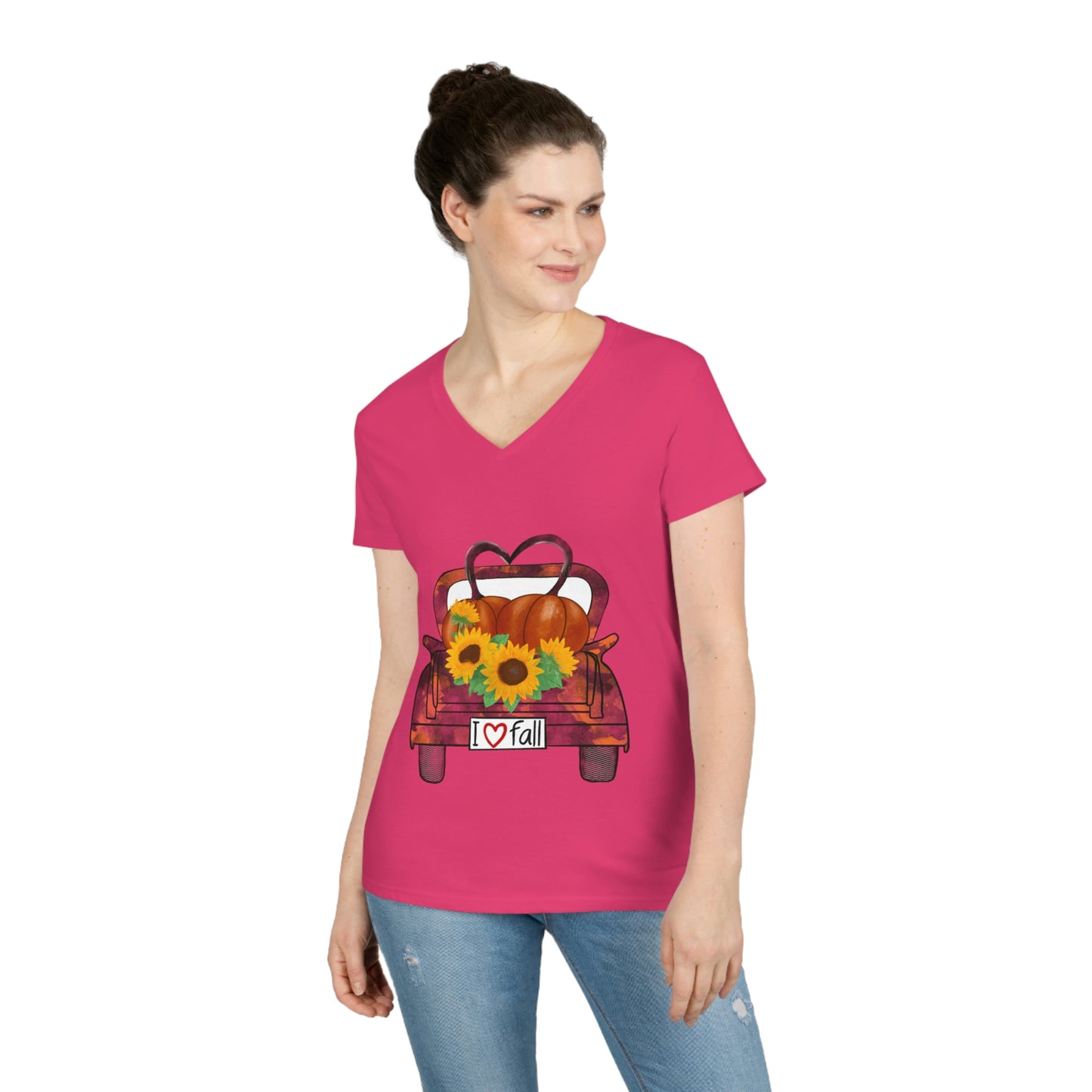 Ladies' I LOVE Fall V-Neck T-Shirt