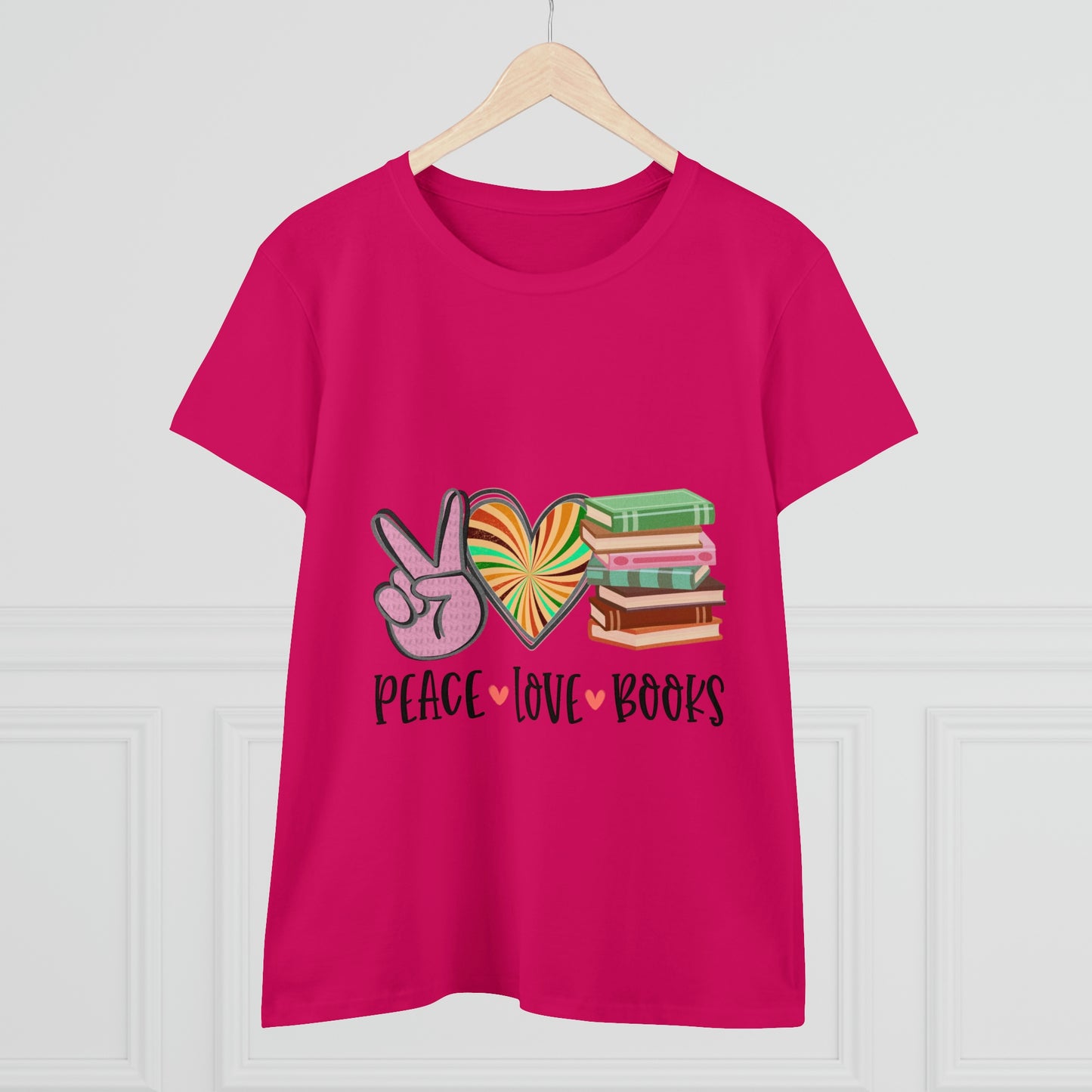 Sunshine Lasso PEACE.LOVE.BOOKS Women's Midweight Cotton Tee