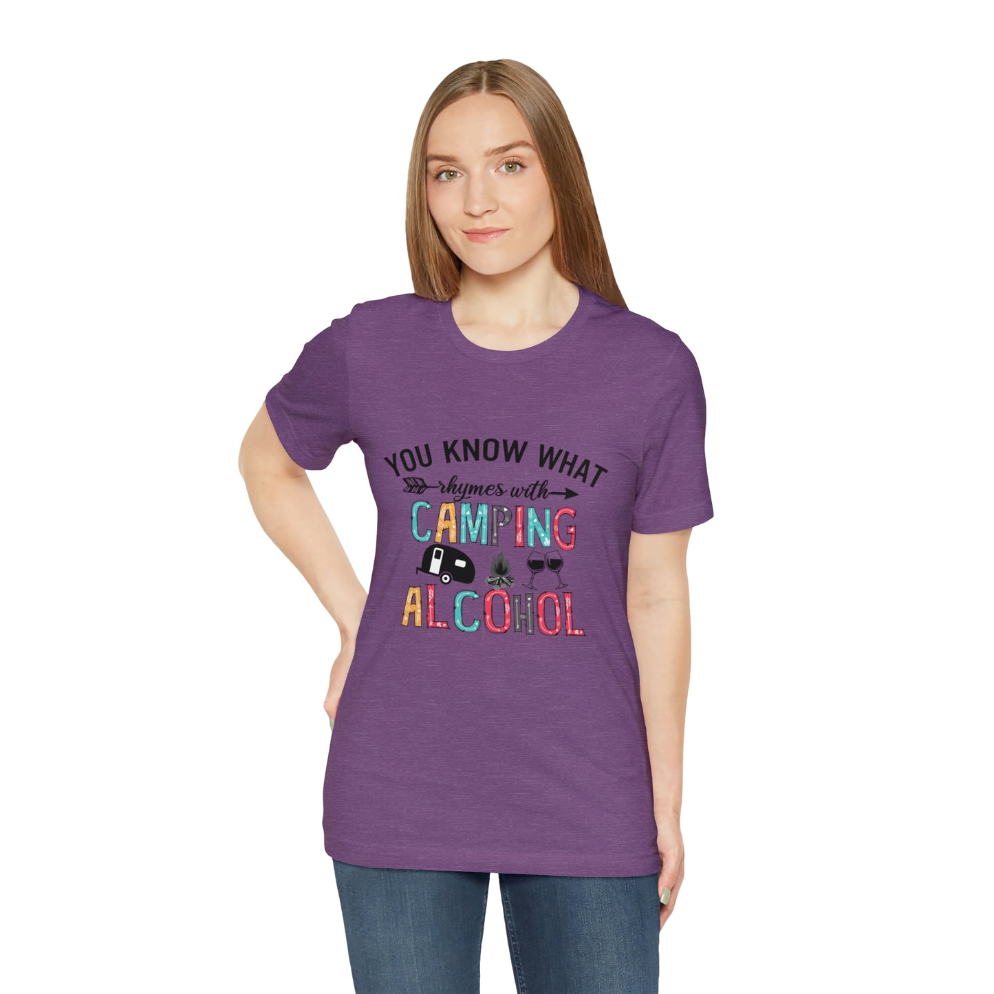 Camping and Alcohol rhyme Jersey Short Sleeve Tee