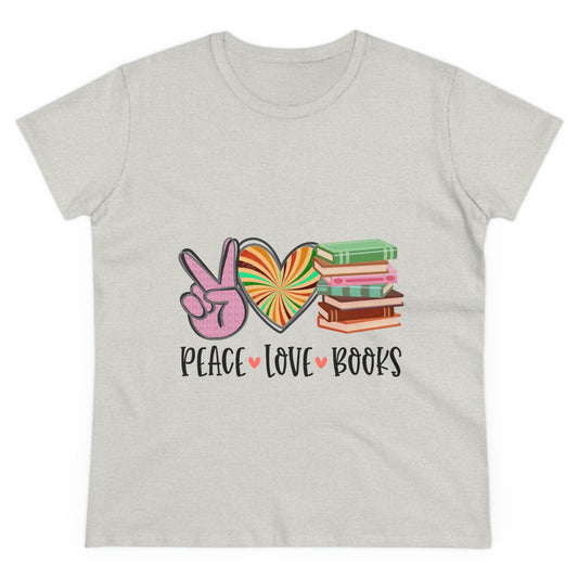 Sunshine Lasso PEACE.LOVE.BOOKS Women's Midweight Cotton Tee