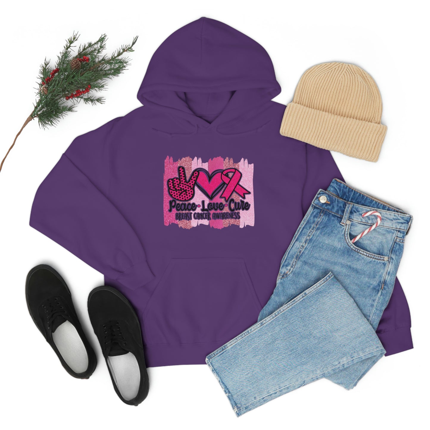 Peace.Love.Cure Unisex Heavy Blend™ Hooded Sweatshirt