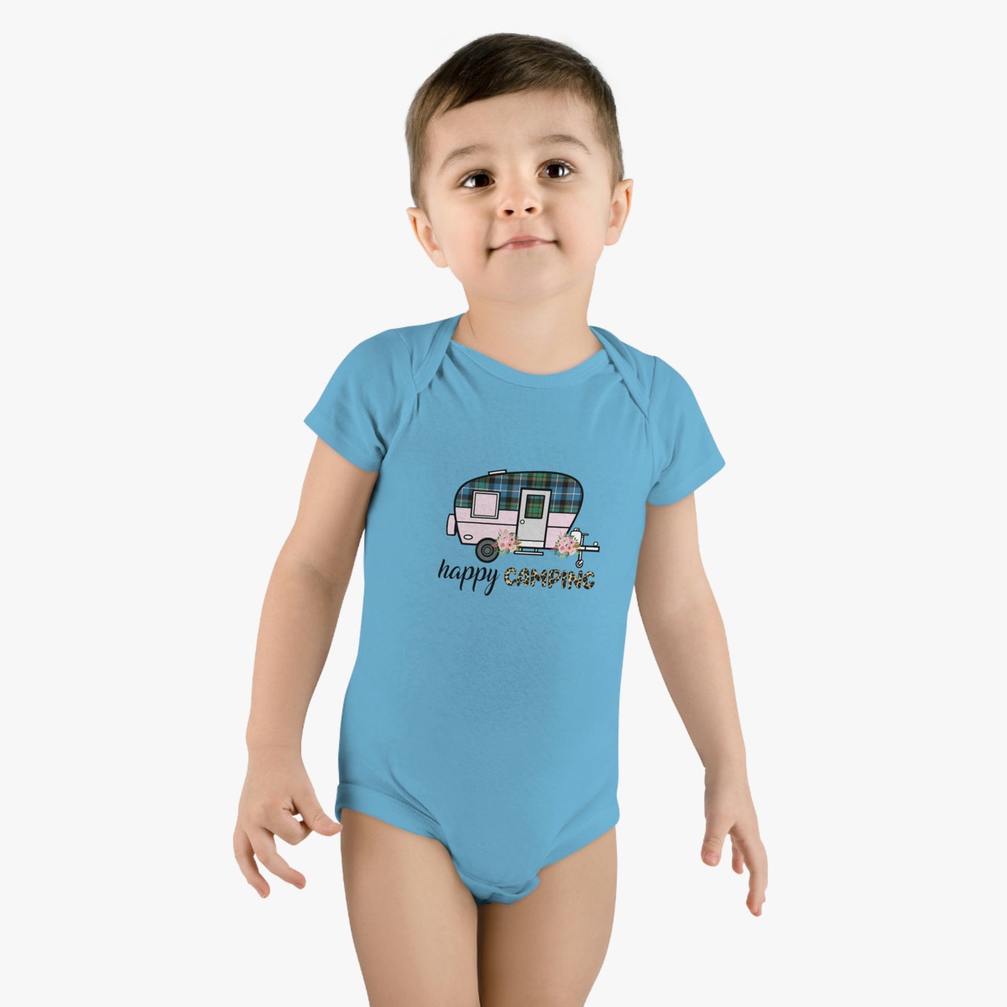 Baby Short Sleeve HAPPY CAMPING Onesie®