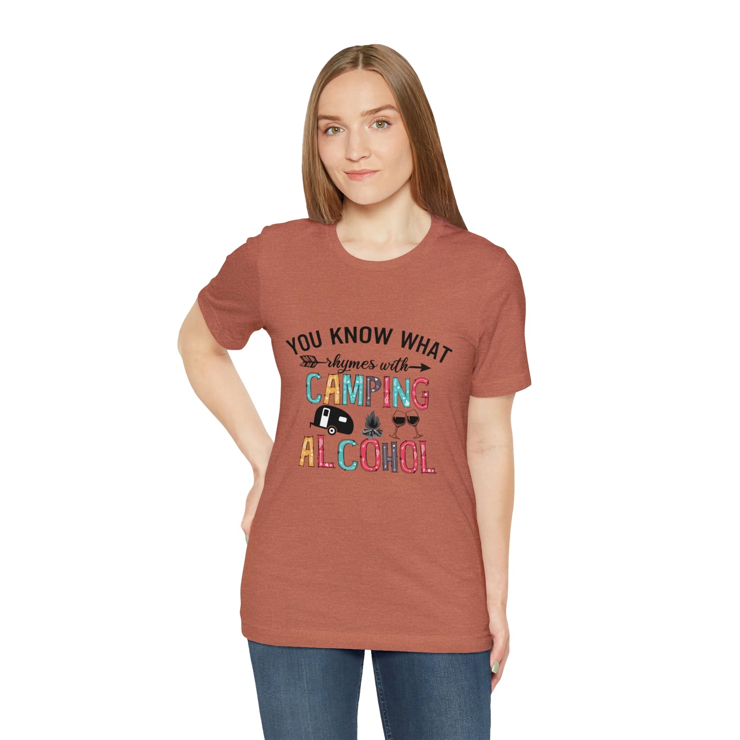 Camping and Alcohol rhyme Jersey Short Sleeve Tee