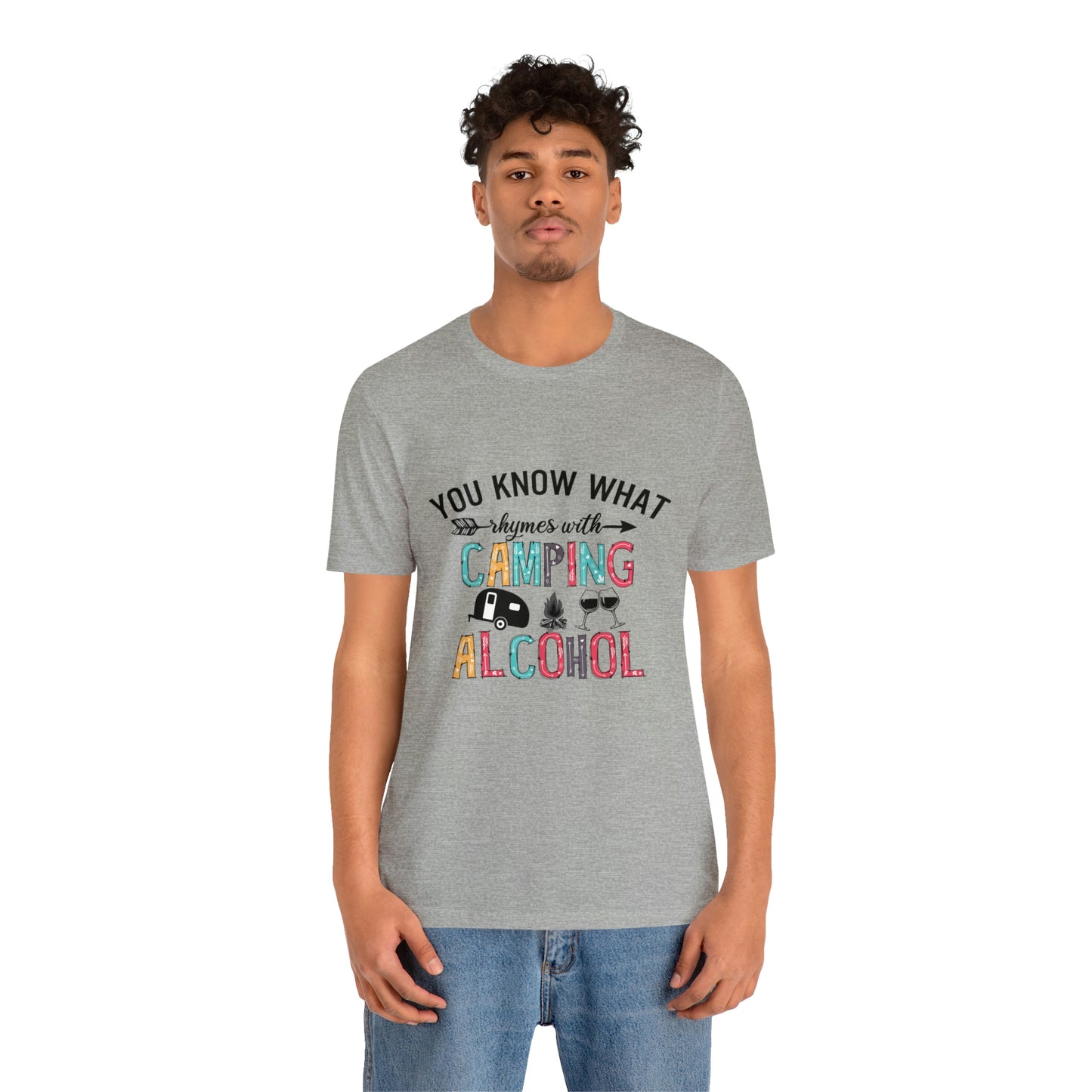 Camping and Alcohol rhyme Jersey Short Sleeve Tee