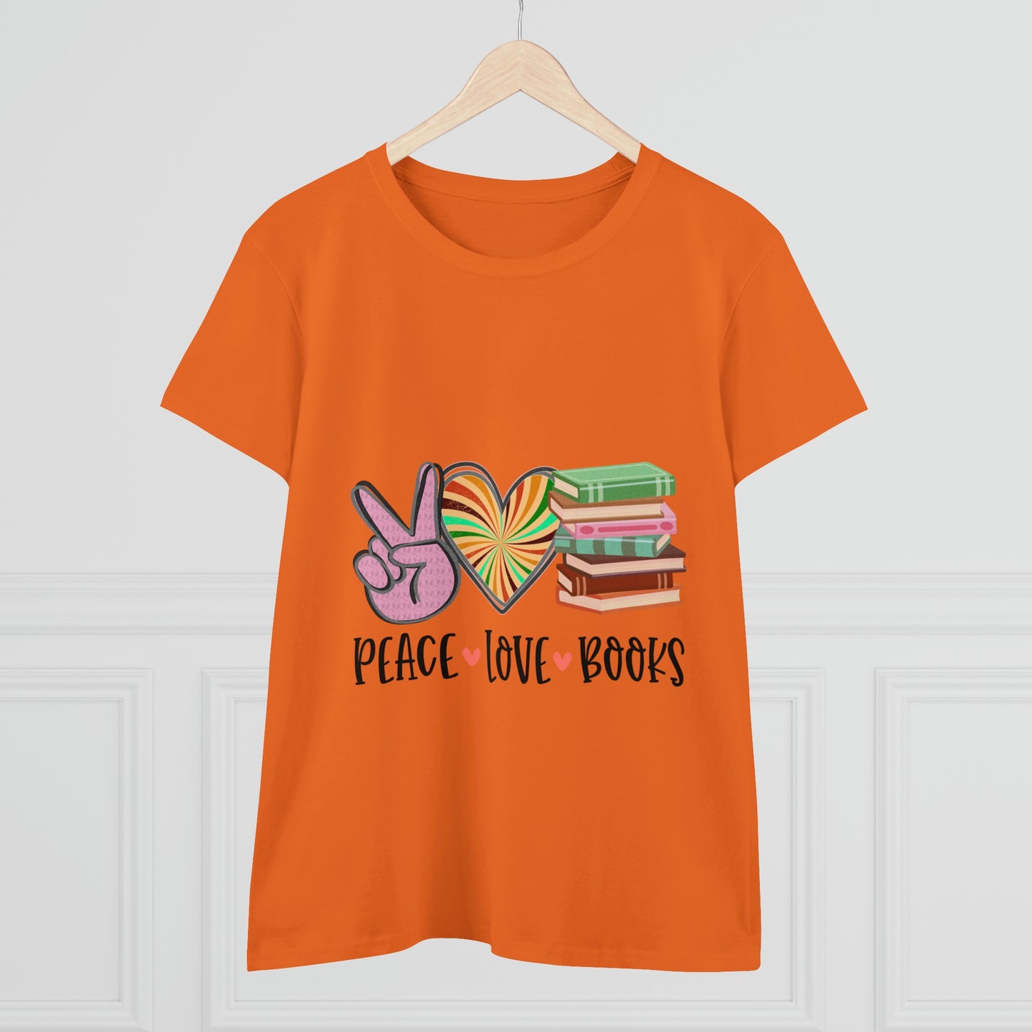 Sunshine Lasso PEACE.LOVE.BOOKS Women's Midweight Cotton Tee