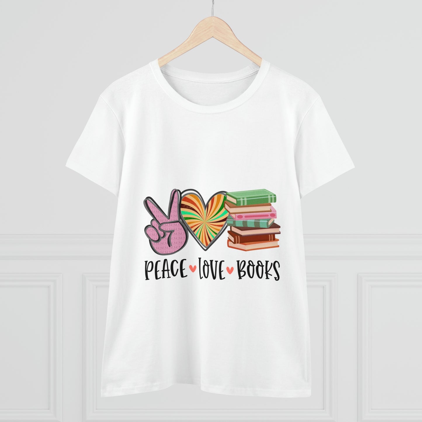 Sunshine Lasso PEACE.LOVE.BOOKS Women's Midweight Cotton Tee