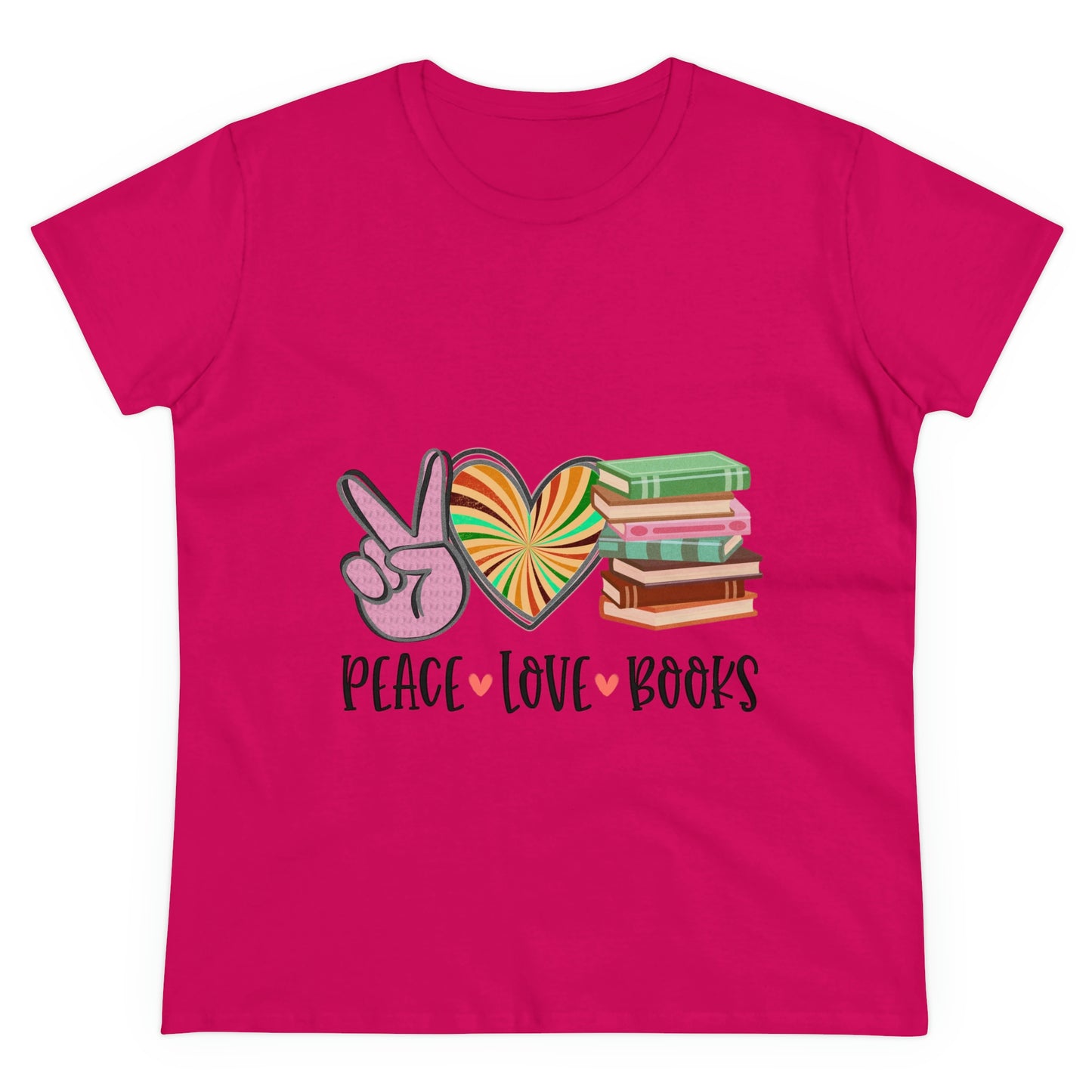 Sunshine Lasso PEACE.LOVE.BOOKS Women's Midweight Cotton Tee