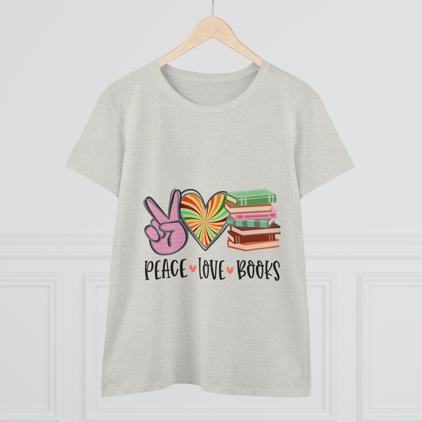 Sunshine Lasso PEACE.LOVE.BOOKS Women's Midweight Cotton Tee