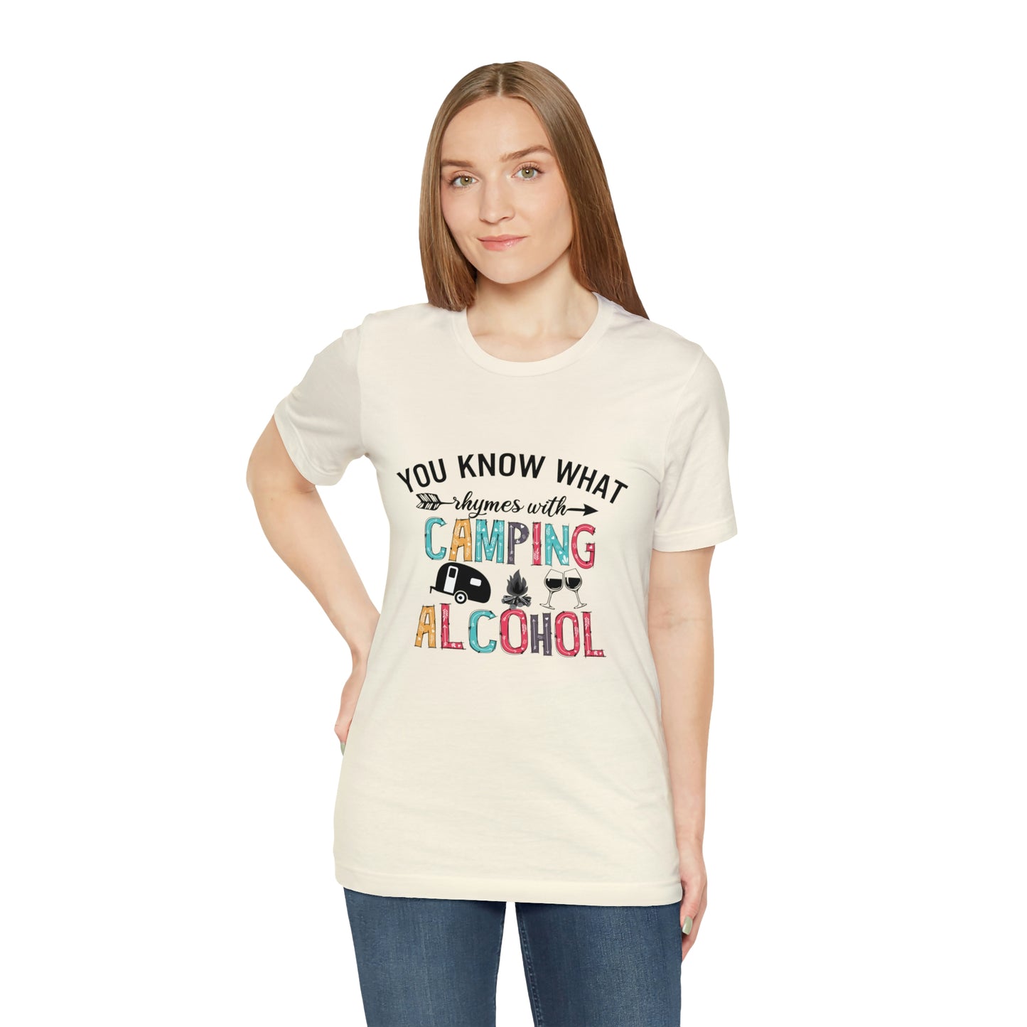 Camping and Alcohol rhyme Jersey Short Sleeve Tee