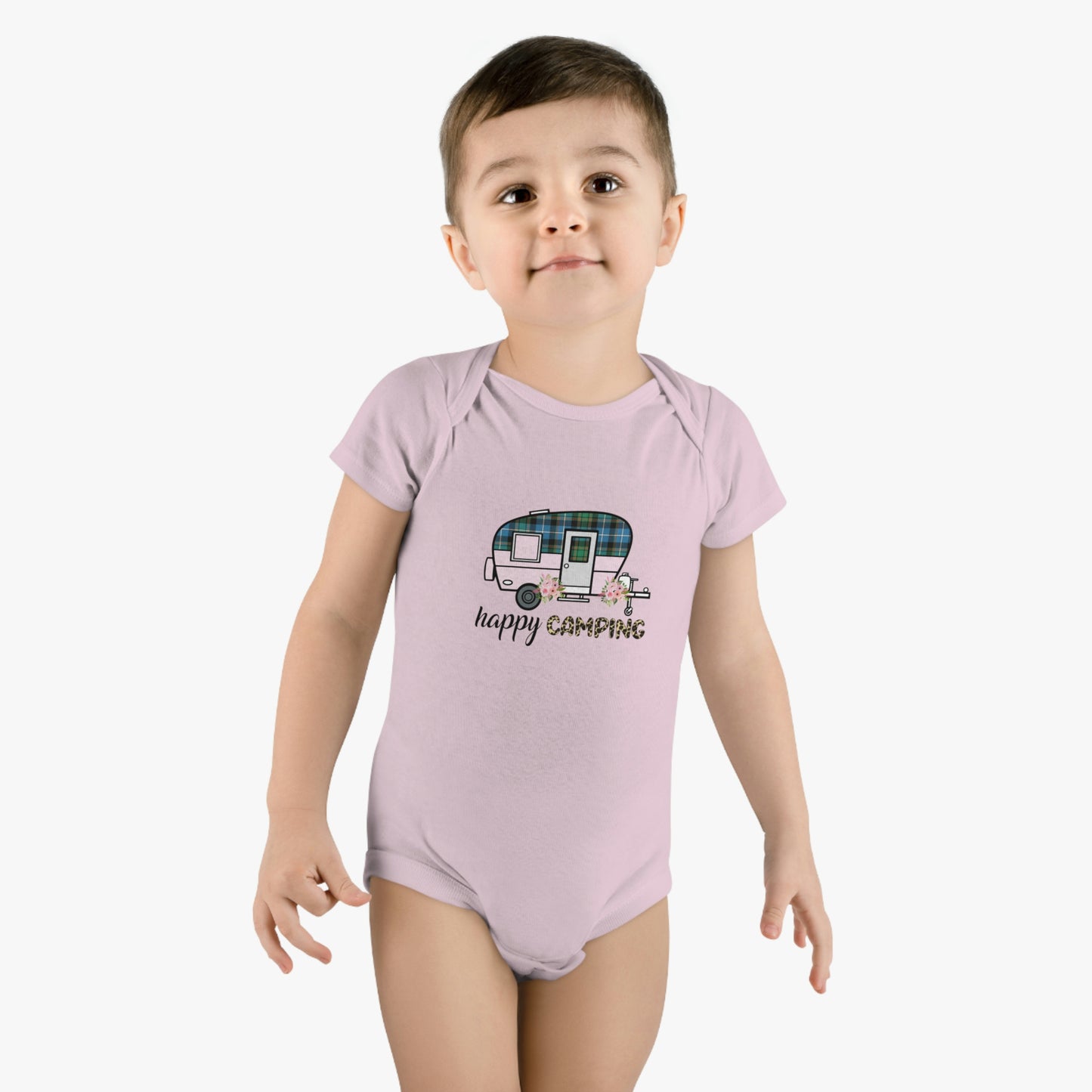 Baby Short Sleeve HAPPY CAMPING Onesie®