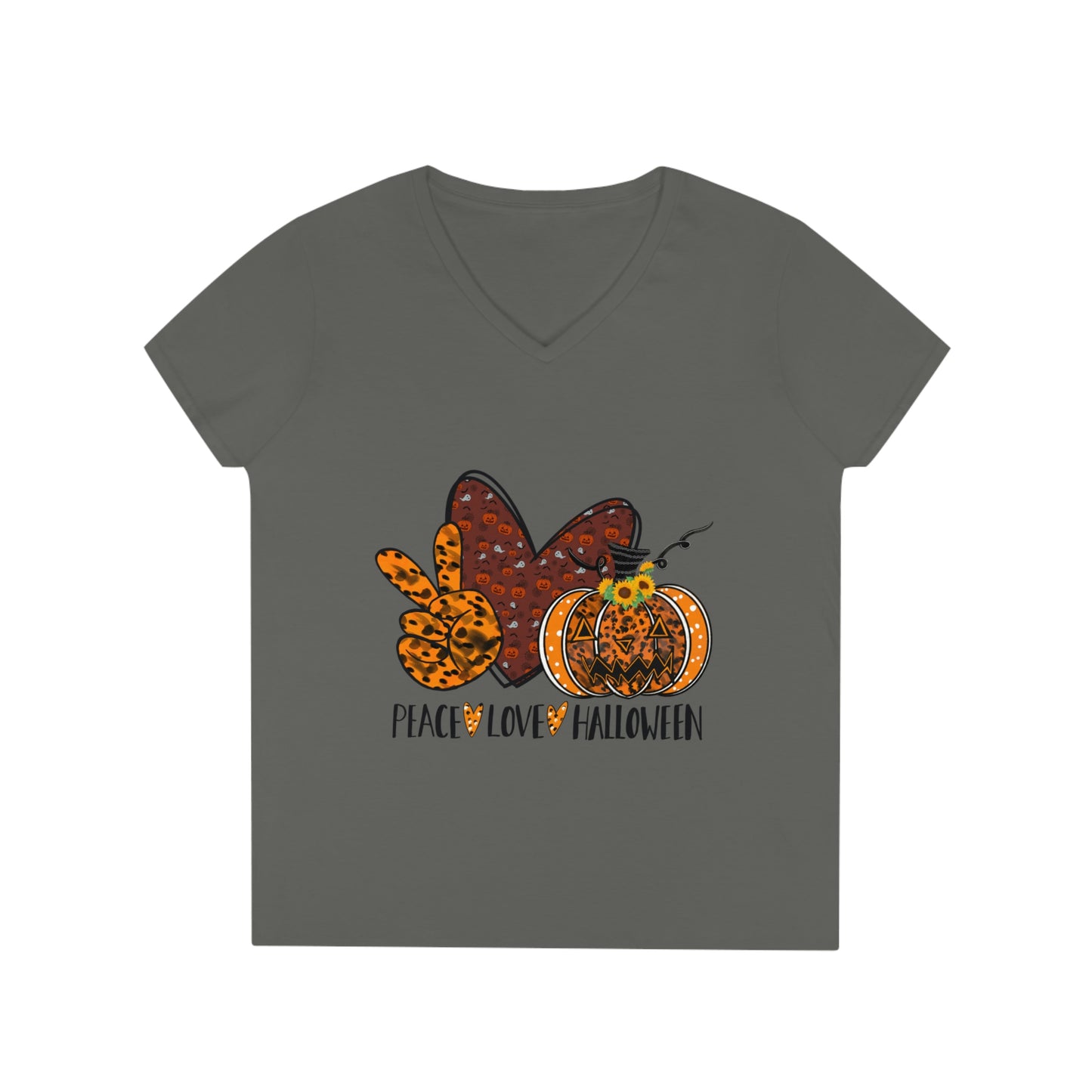 Ladies' PEACE.LOVE.HALLOWEEN V-Neck T-Shirt