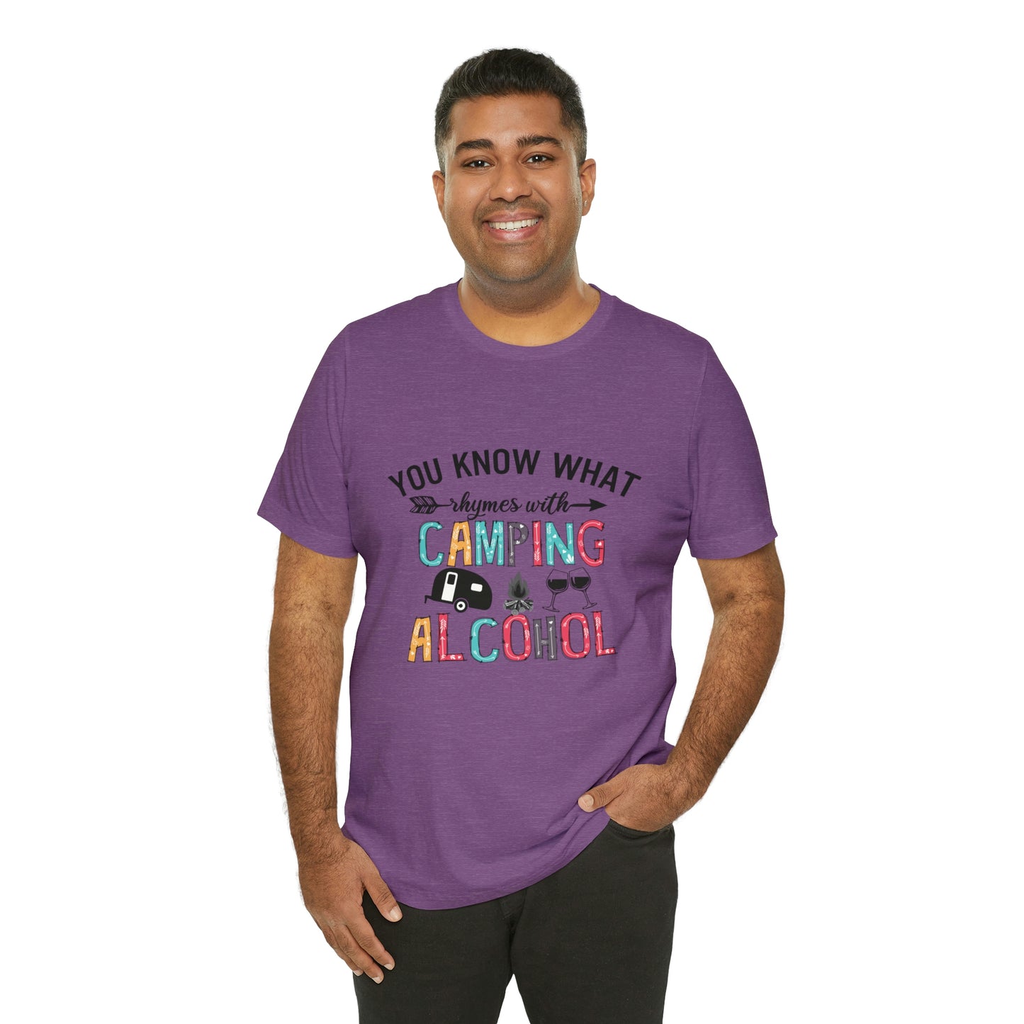 Camping and Alcohol rhyme Jersey Short Sleeve Tee