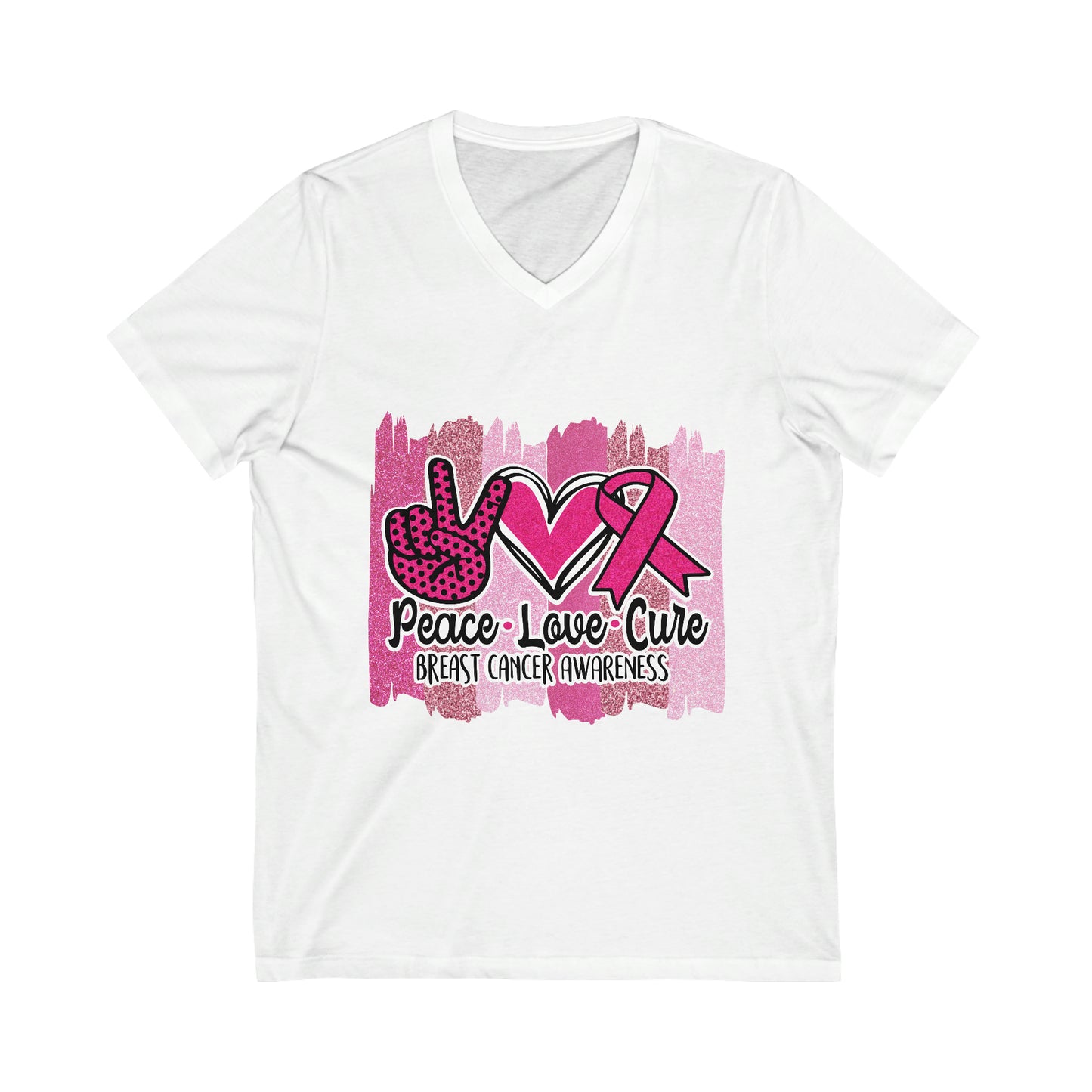 Peace.Love.Cure Jersey Short Sleeve V-Neck Tee