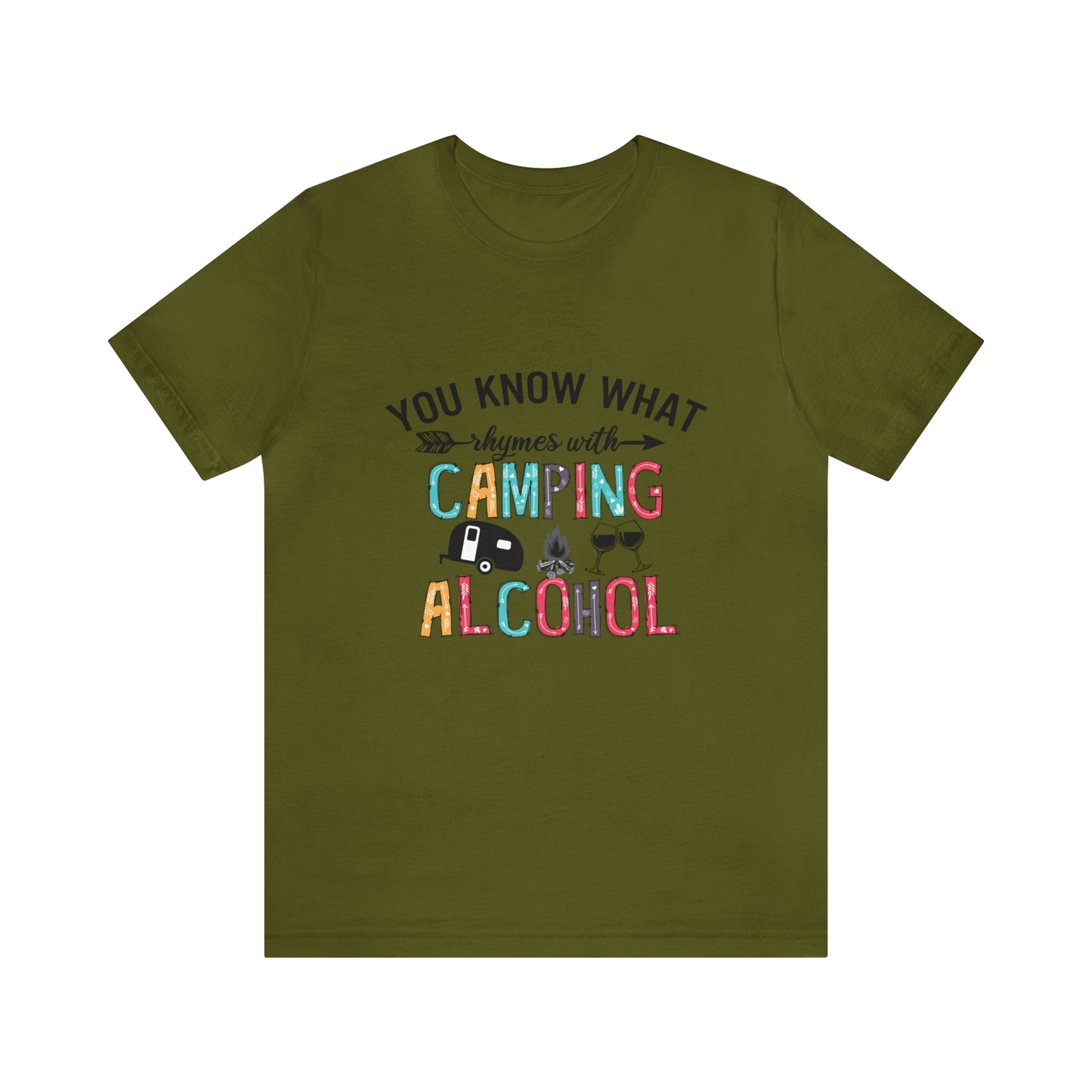 Camping and Alcohol rhyme Jersey Short Sleeve Tee