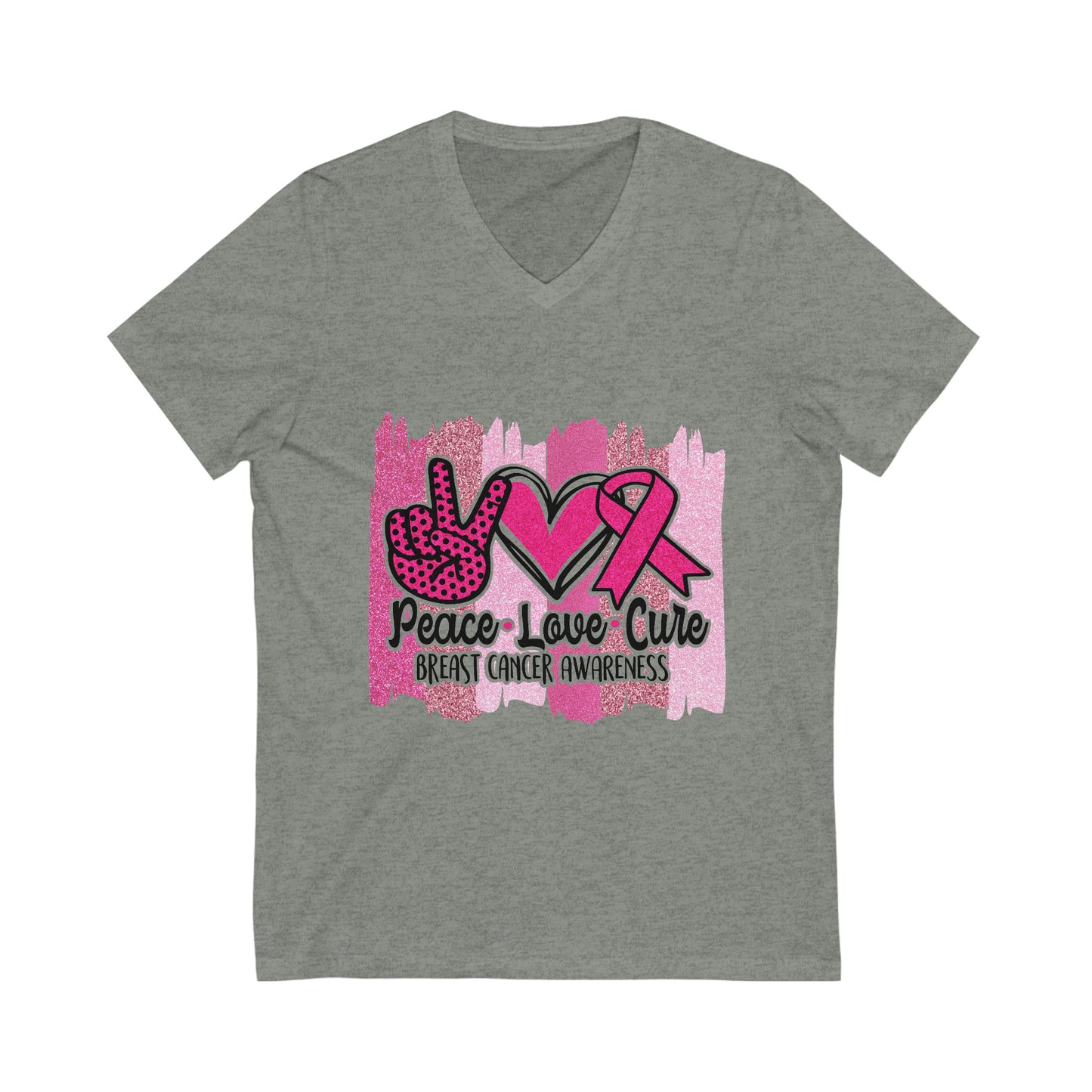 Peace.Love.Cure Jersey Short Sleeve V-Neck Tee