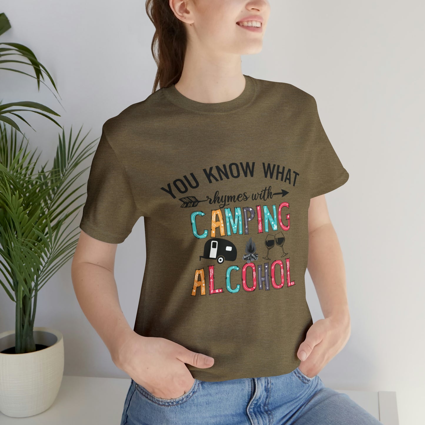 Camping and Alcohol rhyme Jersey Short Sleeve Tee