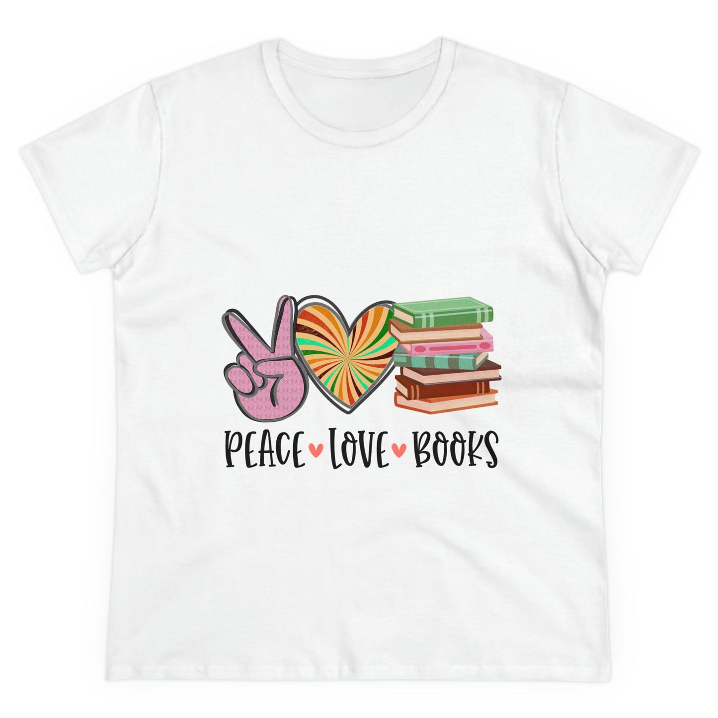 Sunshine Lasso PEACE.LOVE.BOOKS Women's Midweight Cotton Tee