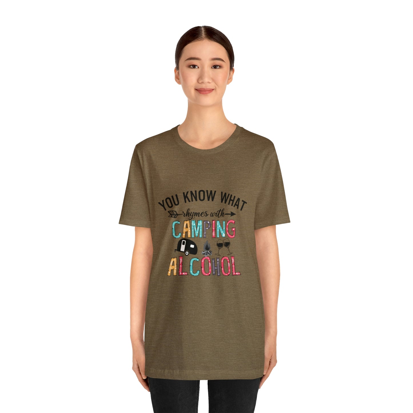 Camping and Alcohol rhyme Jersey Short Sleeve Tee