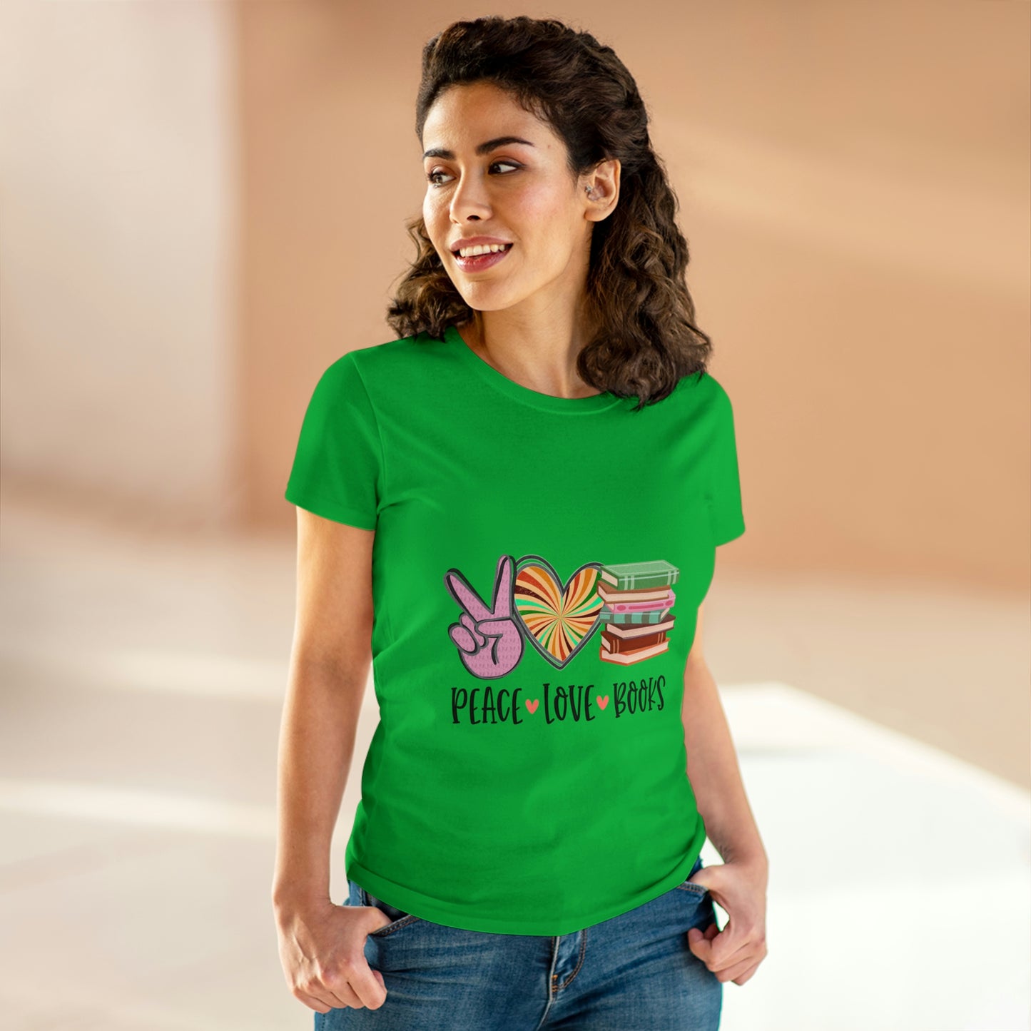 Sunshine Lasso PEACE.LOVE.BOOKS Women's Midweight Cotton Tee