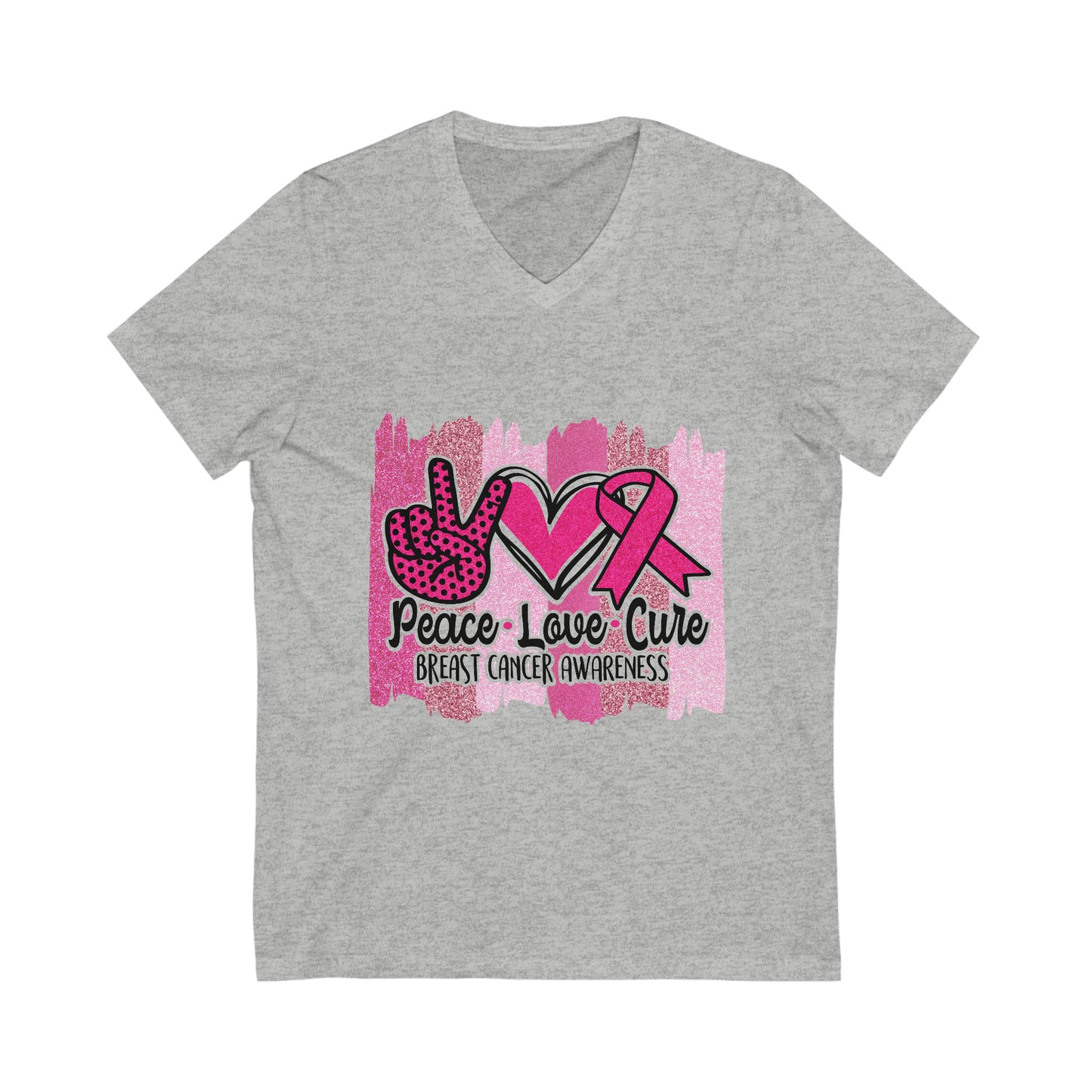 Peace.Love.Cure Jersey Short Sleeve V-Neck Tee