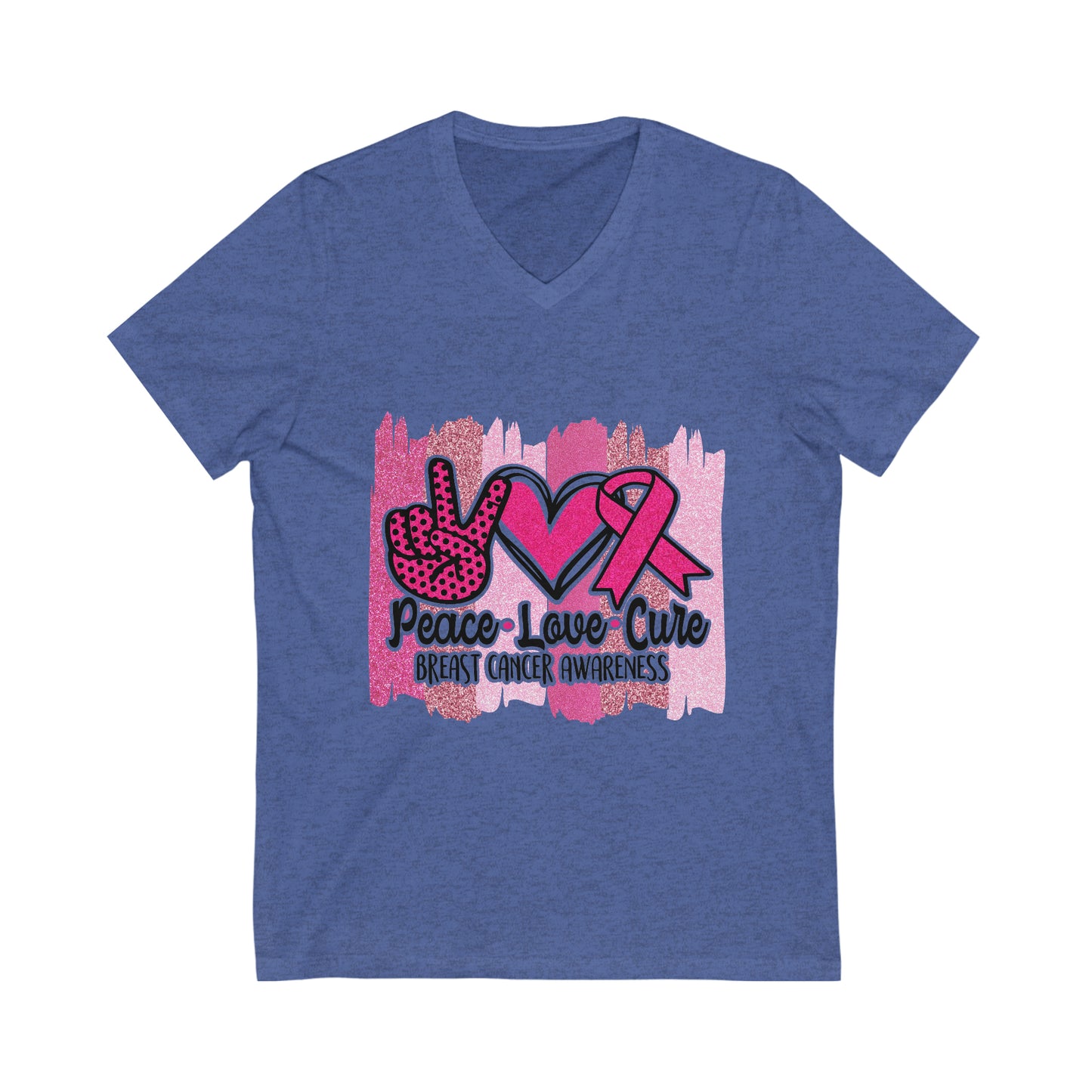 Peace.Love.Cure Jersey Short Sleeve V-Neck Tee