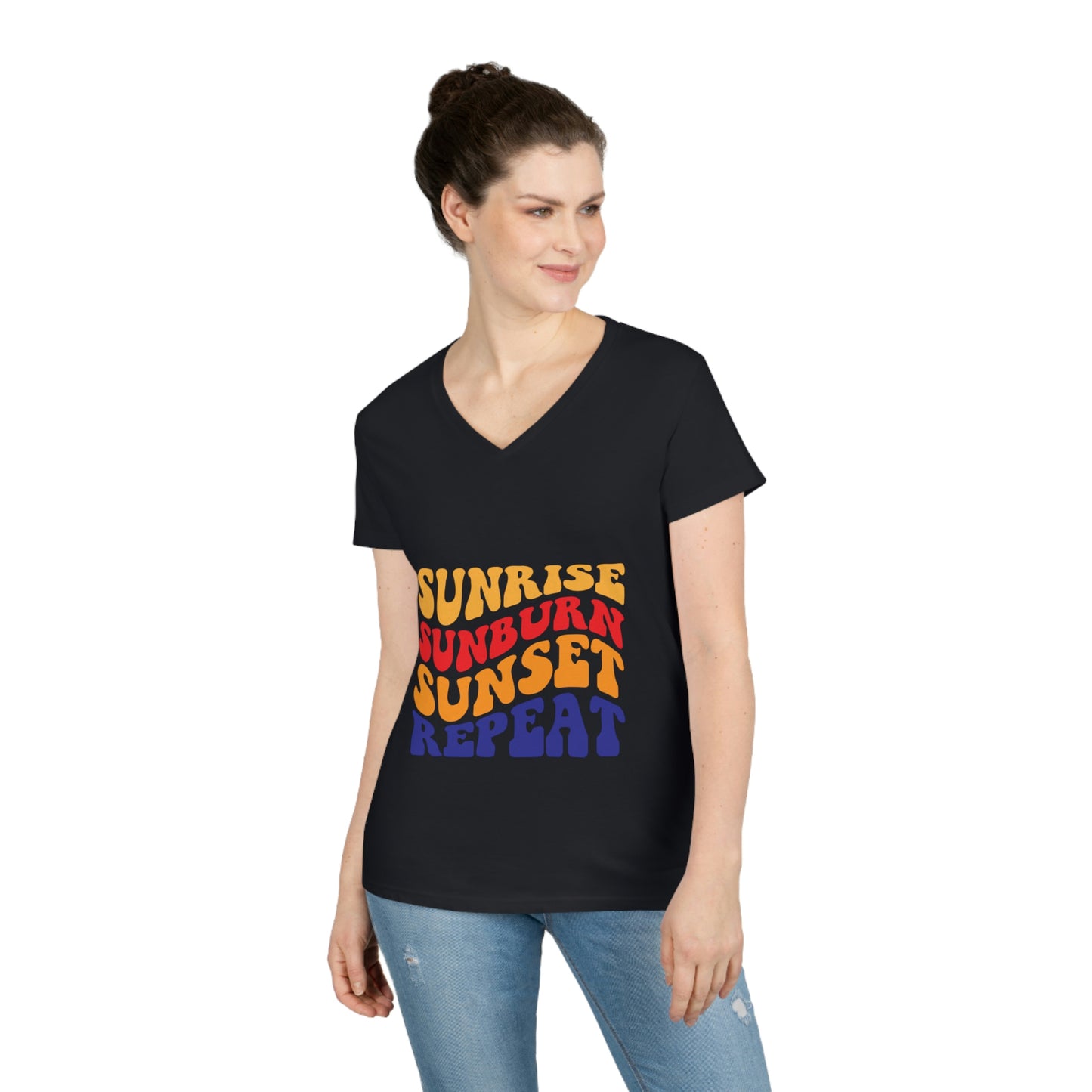 Ladies' Sunshine Lasso Sunrise Repeat V-Neck T-Shirt