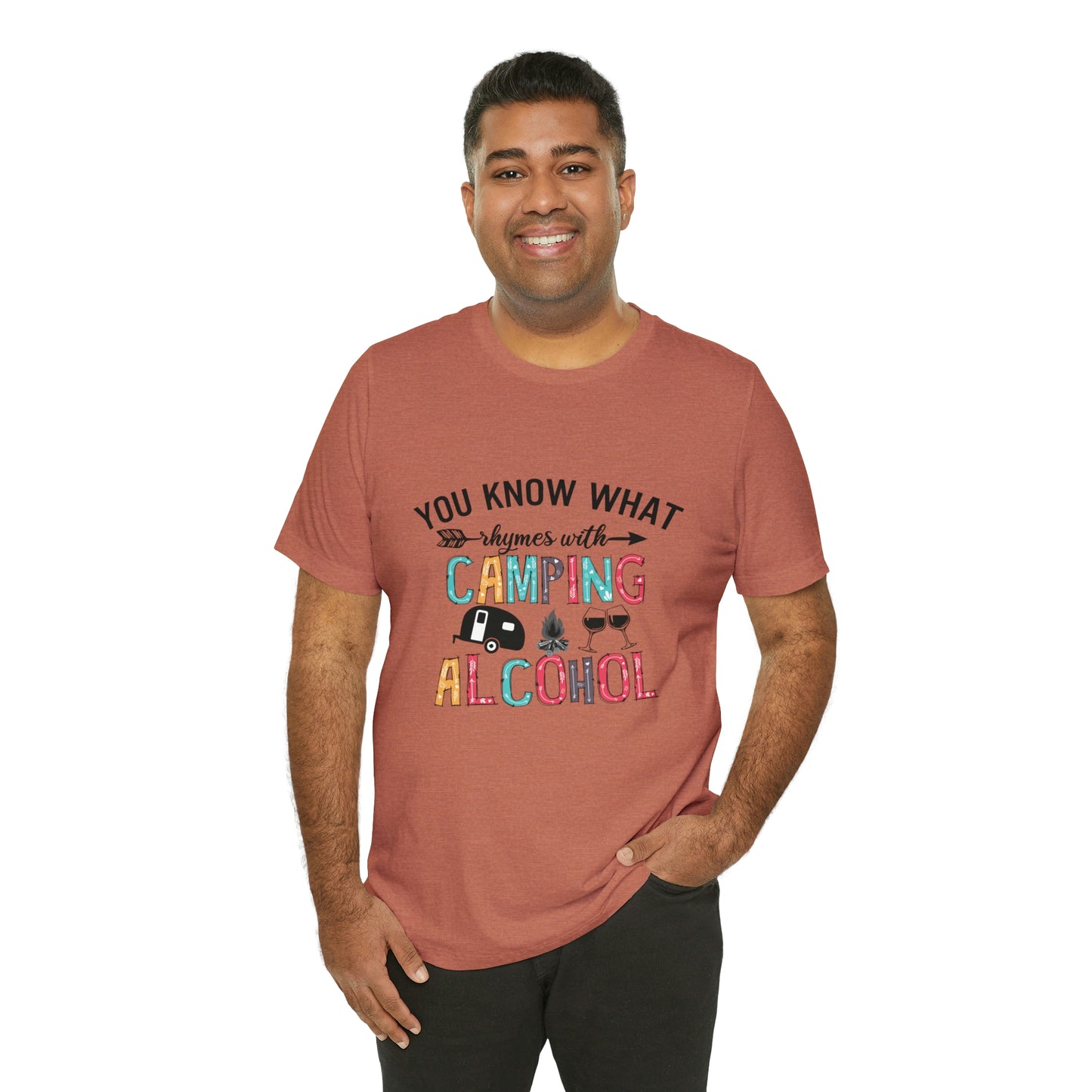 Camping and Alcohol rhyme Jersey Short Sleeve Tee