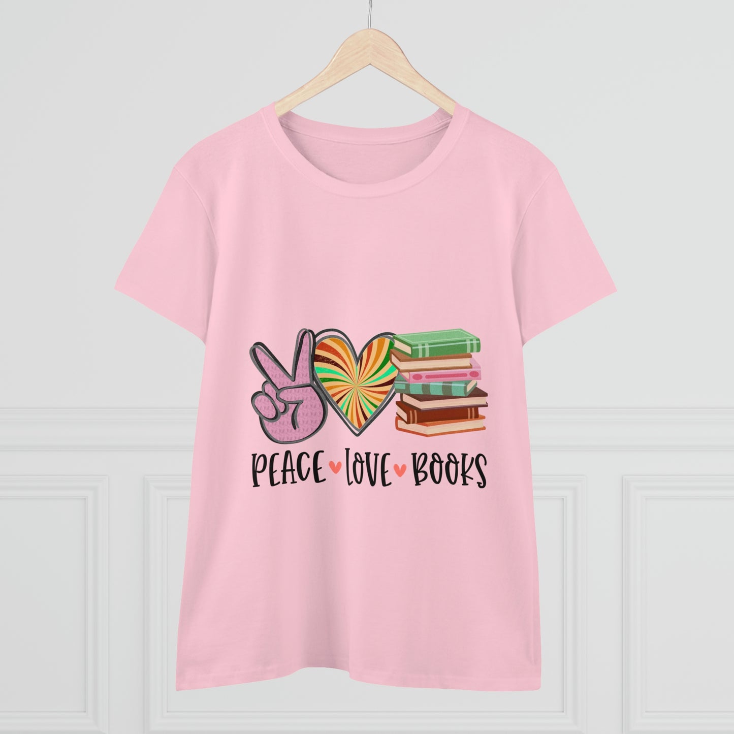 Sunshine Lasso PEACE.LOVE.BOOKS Women's Midweight Cotton Tee