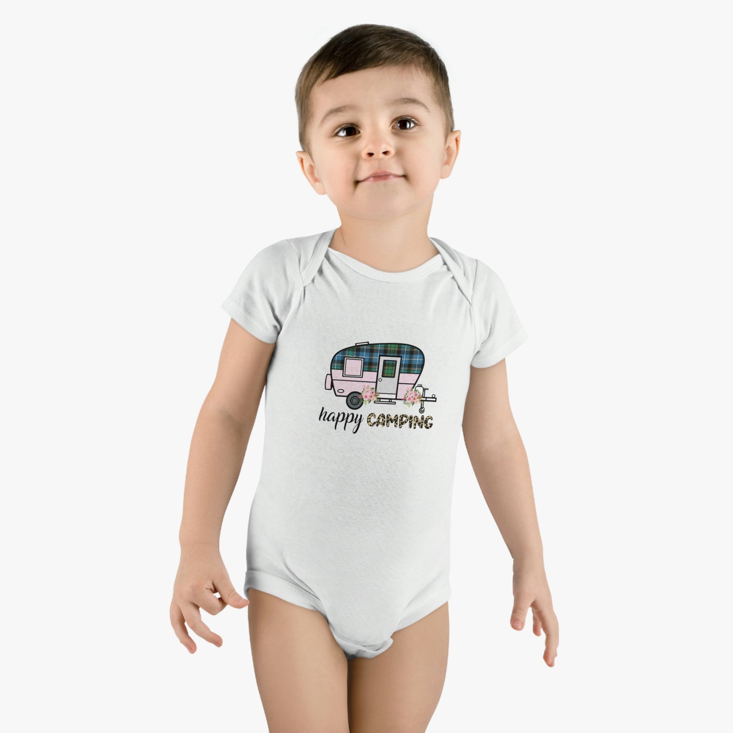 Baby Short Sleeve HAPPY CAMPING Onesie®