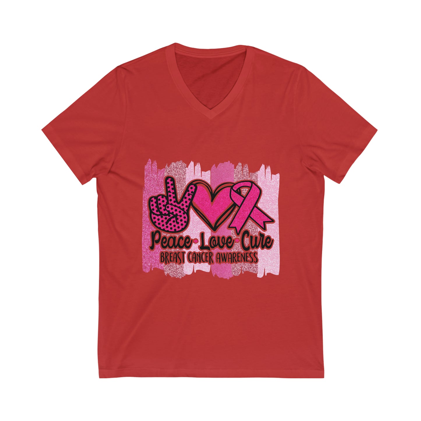 Peace.Love.Cure Jersey Short Sleeve V-Neck Tee