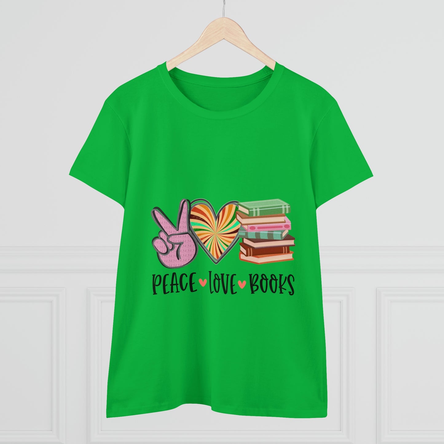 Sunshine Lasso PEACE.LOVE.BOOKS Women's Midweight Cotton Tee